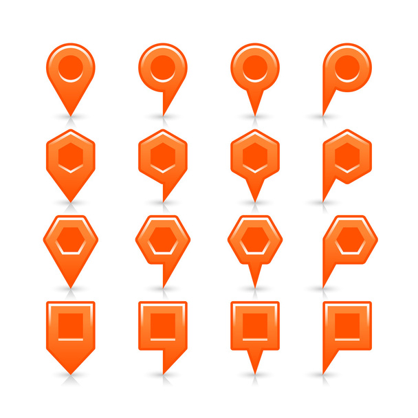 Icono de pin de mapa de color naranja signo de ubicación satinado con espacio de copia vacío
 - Vector, Imagen