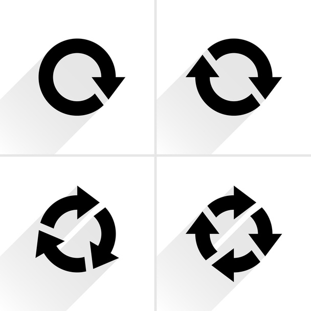 4 flèche icône rafraîchissement, rotation, réinitialisation, répéter, jeu de signes de recharge
 - Vecteur, image