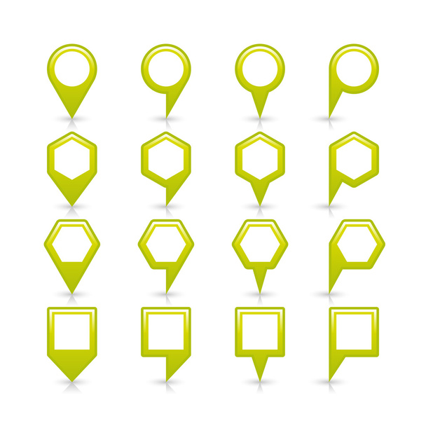 Icono de pin de mapa de color verde signo de ubicación satinado con espacio de copia vacío
 - Vector, imagen
