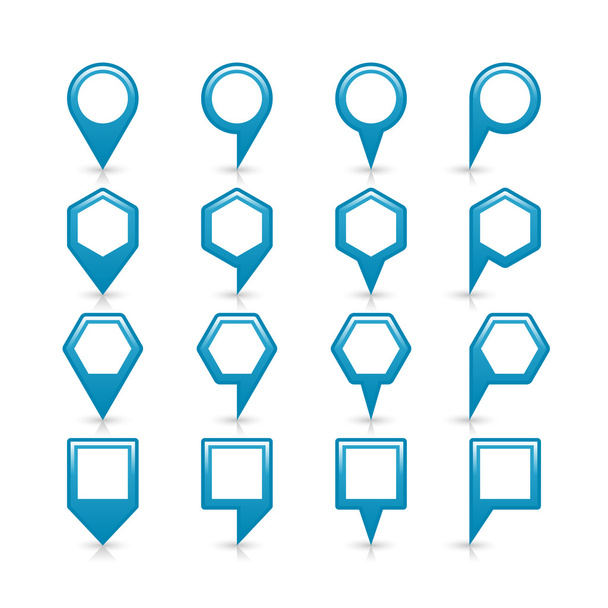 blaue Farbe Karte Pin-Symbol Satin Ortsschild mit leeren Kopierraum - Vektor, Bild