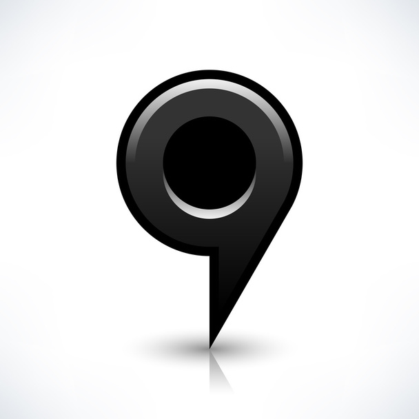Black map pin location sign round shape icon - Vector, Image
