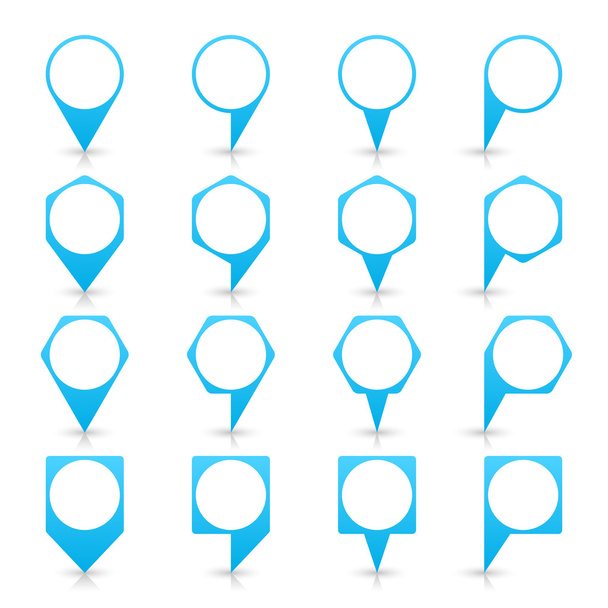 Μπλε κενό χάρτη καρφίτσα σημάδια - Διάνυσμα, εικόνα