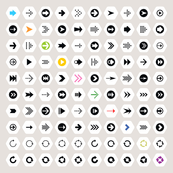 100 iconos de flecha signo conjunto
 - Vector, imagen