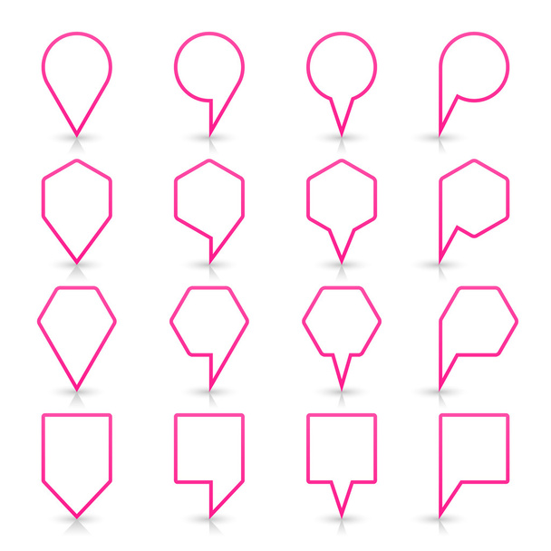 Icono de pin de mapa de color rosa signo de ubicación satinado con espacio de copia vacío
 - Vector, Imagen