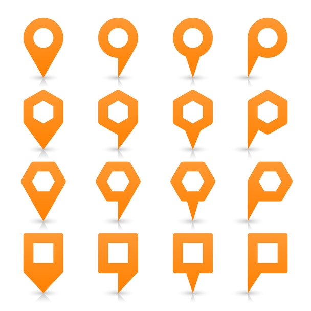 Oranje kleur kaart pin pictogram Satijn locatie teken met lege kopie ruimte - Vector, afbeelding
