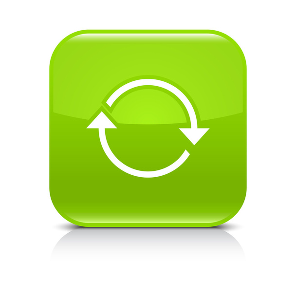 Green icon with white arrow repeat, reload, refresh, rotation sign. - Vector, Image