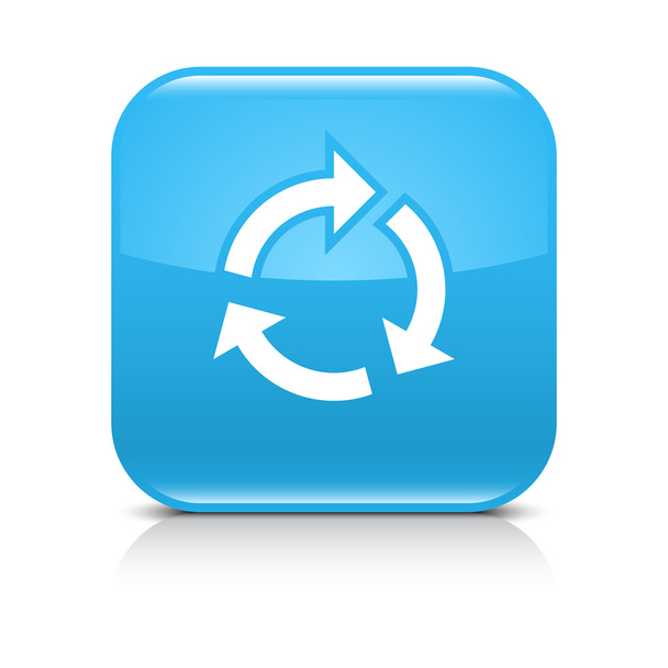 Blue icon with white arrow repeat, reload, refresh, rotation sign. - Vector, Imagen
