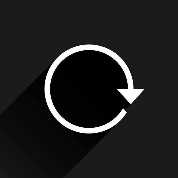 Witte pijl pictogram reload, vernieuwen, rotatie, reset, herhaal teken - Vector, afbeelding