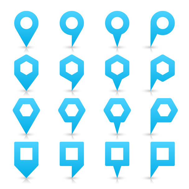Kék szín megjelenítése pin ikon szatén helyen jel-val másol üres hely - Vektor, kép
