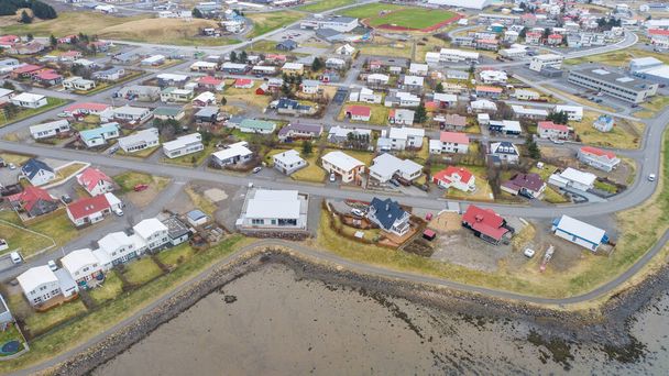 Aerial view of town of Hofn in hornafjordur in south Iceland - Foto, Imagen