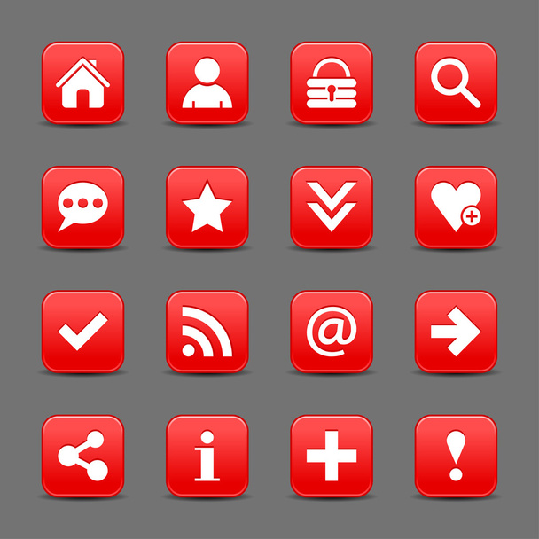 16 piros web ikonok - Vektor, kép