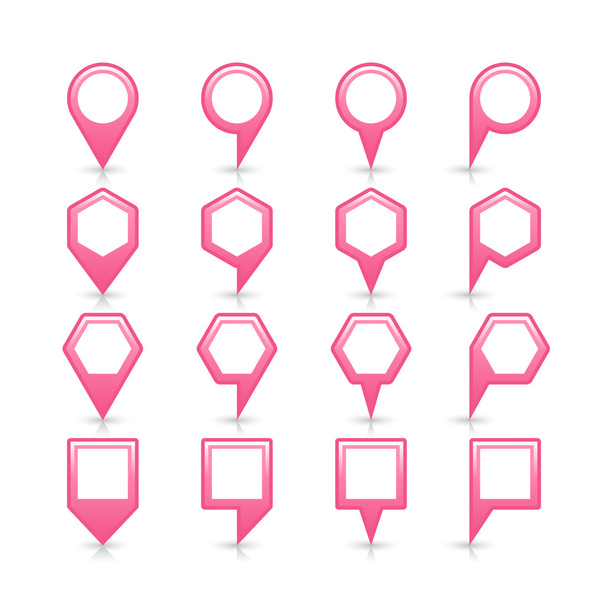 Icono de pin de mapa de color rosa signo de ubicación satinado con espacio de copia vacío
 - Vector, imagen