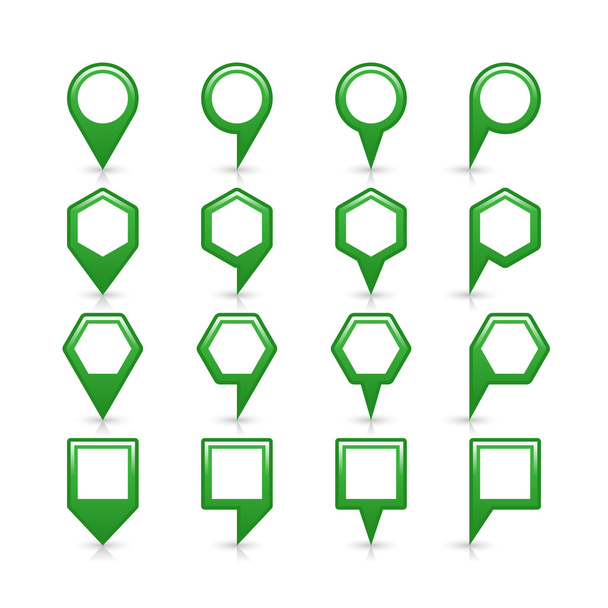 緑の色マップ ピン アイコン サテン場所空のコピー スペースと記号 - ベクター画像