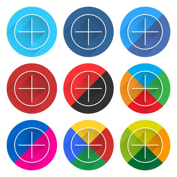 9 popolare icona del social network impostato con segno più in cerchio
 - Vettoriali, immagini