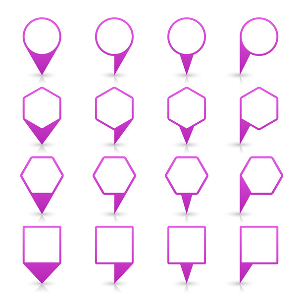 Icono de pin de mapa de color violeta signo de ubicación satinado con espacio de copia vacío
 - Vector, imagen