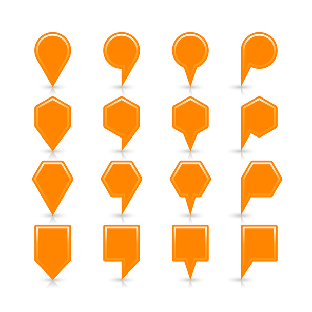 Orange color map pin icon satin location sign with empty copy space - Вектор,изображение