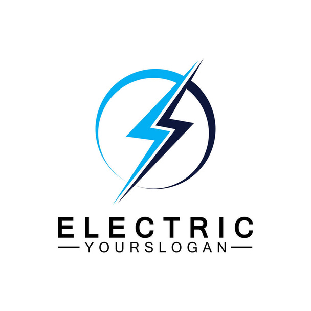 salama ukkonen pultti sähkön logo suunnittelu malli - Vektori, kuva