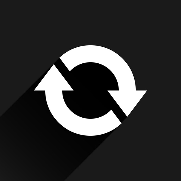 Witte pijl pictogram reload, vernieuwen, rotatie, reset, herhaal teken - Vector, afbeelding