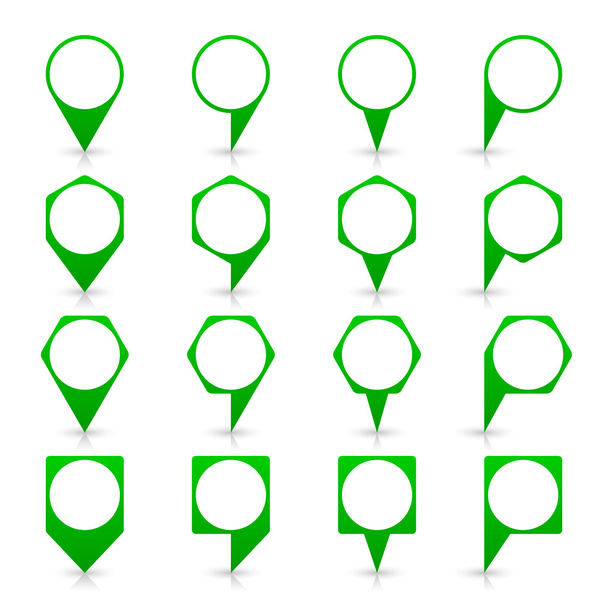 Πράσινο κενό χάρτη καρφίτσα σημάδια - Διάνυσμα, εικόνα