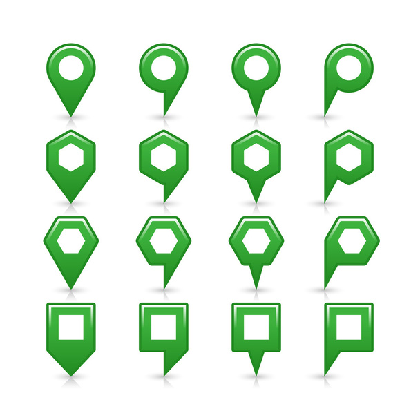 Groene kleur kaart pin pictogram Satijn locatie teken met lege kopie ruimte - Vector, afbeelding
