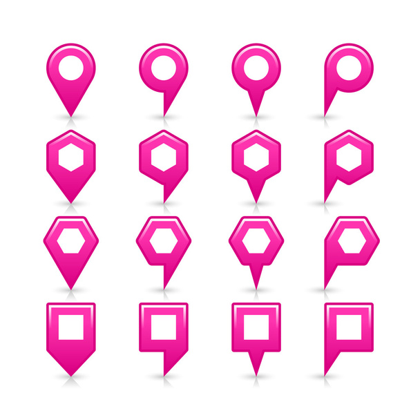 Icono de pin de mapa de color rosa signo de ubicación satinado con espacio de copia vacío
 - Vector, imagen