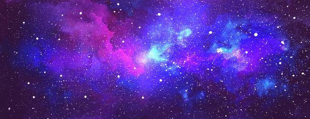 Vector kosmische illustratie. Prachtige kleurrijke ruimte achtergrond. Aquarelkokosmos - Vector, afbeelding