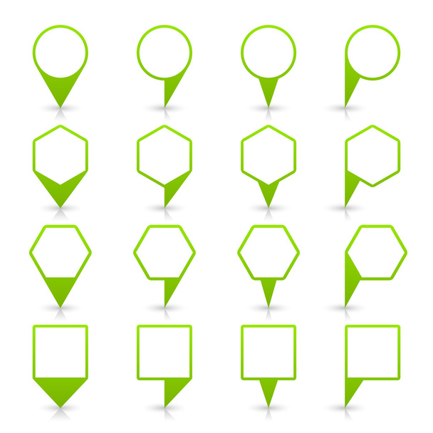 Zöld szín megjelenítése pin ikon szatén helyen jel-val másol üres hely - Vektor, kép