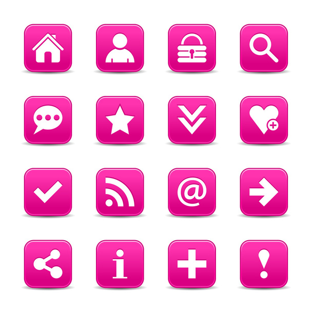 16 rózsaszín, bíbor web ikonok - Vektor, kép