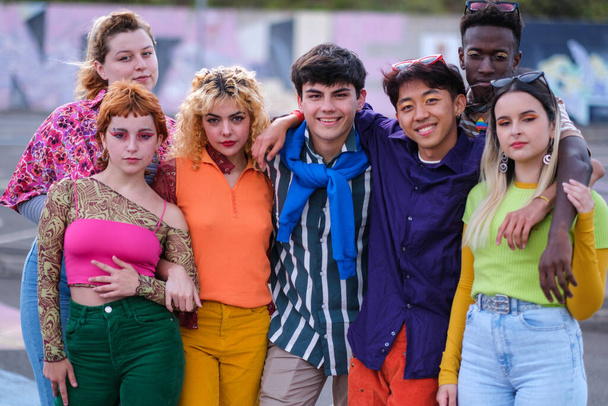 Group of young people with diversity claiming the pride - Foto, afbeelding