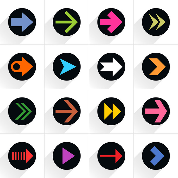 16 arrow flat icons - Vektori, kuva