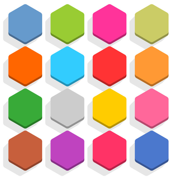 16 blank icon set hexagon web button on white background - Vector, imagen