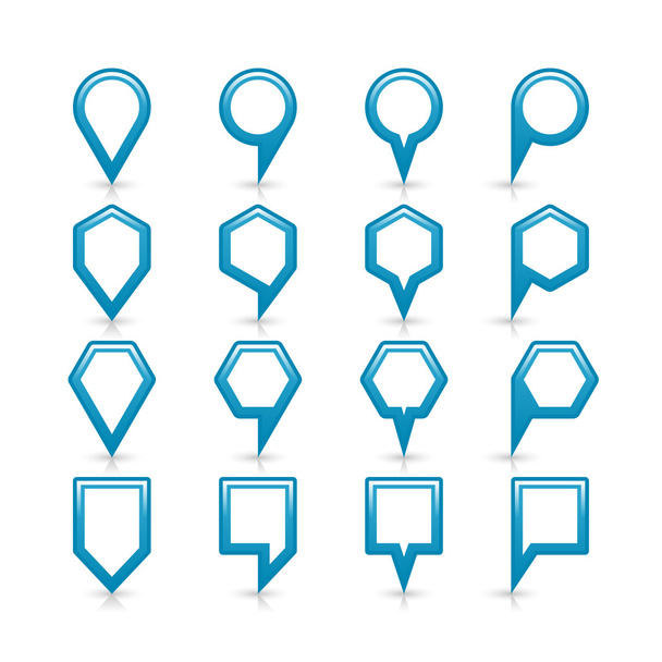 Modrá barva mapa pin ikonu satén umístění znamení s prázdnou kopii prostoru - Vektor, obrázek