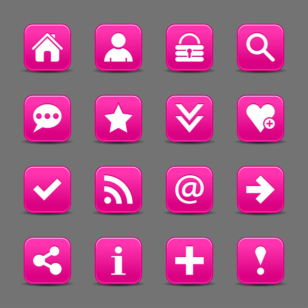 16 roze web iconen - Vector, afbeelding
