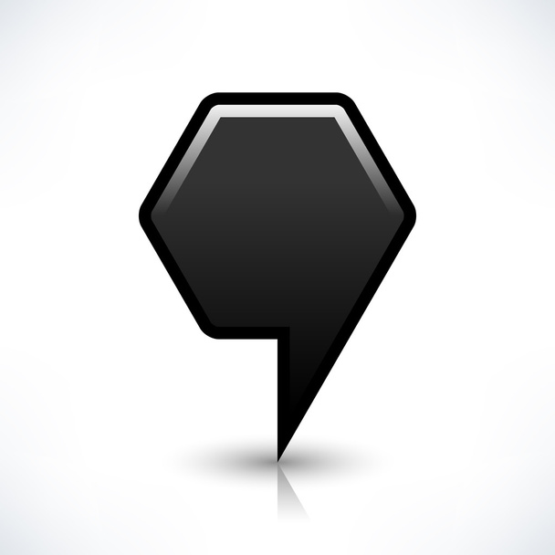Black map pin location sign rounded polygon shape icon - Vector, Image