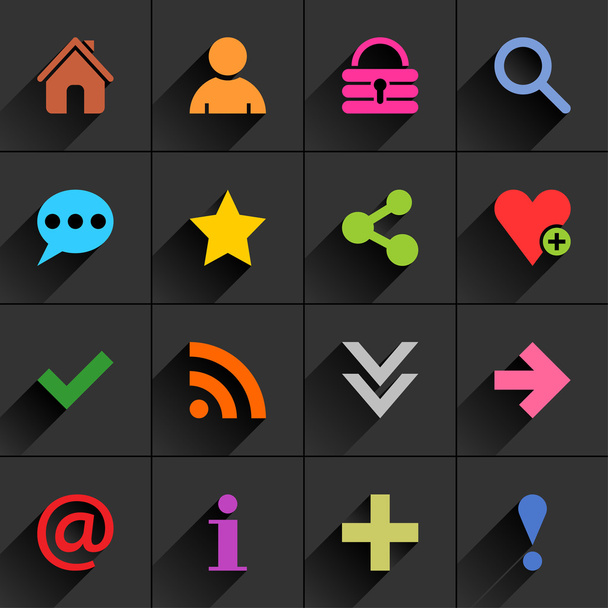 16 iconos básicos signo plano
 - Vector, imagen