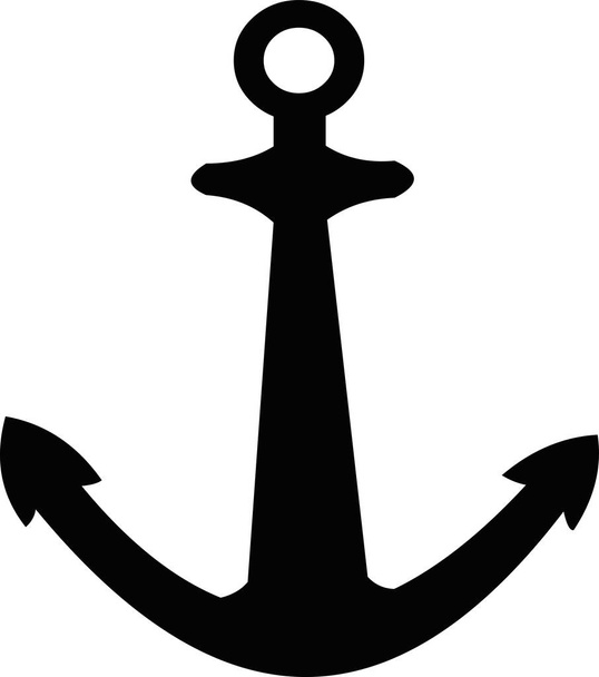 Vector illustration of the icon black color silhouette of an anchor - Vector, Image