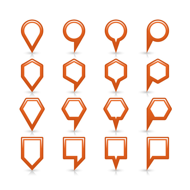Mappa colore arancio pin icona satinato posizione segno con spazio di copia vuoto
 - Vettoriali, immagini