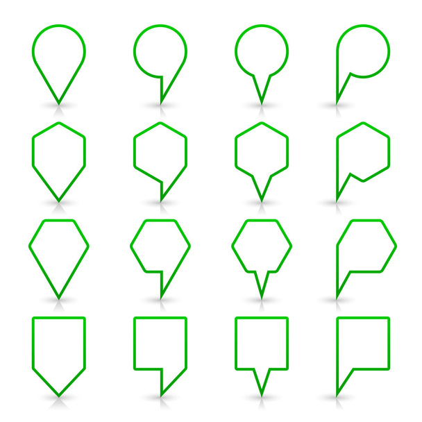 Icono de pin de mapa de color verde signo de ubicación satinado con espacio de copia vacío
 - Vector, Imagen