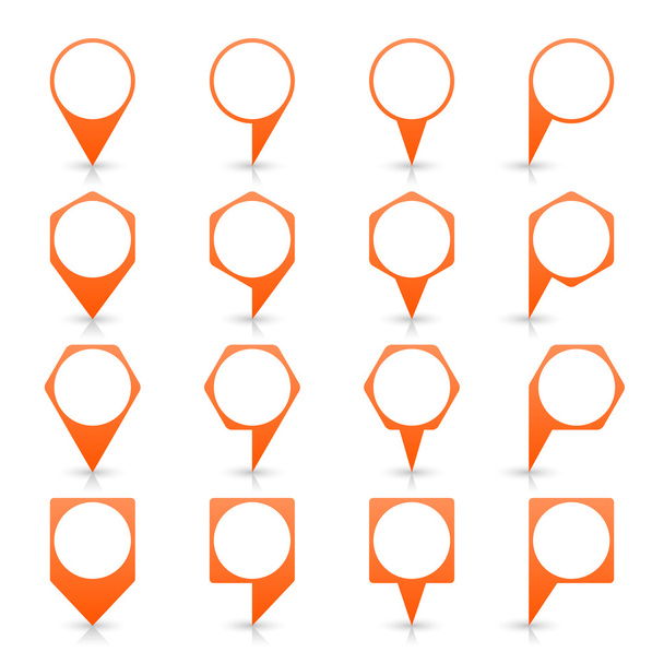Πορτοκαλί κενό χάρτη καρφίτσα σημάδια - Διάνυσμα, εικόνα