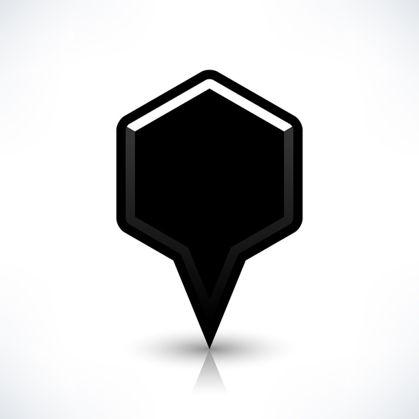 Black map pin location sign rounded hexagon shape icon - Vector, Image