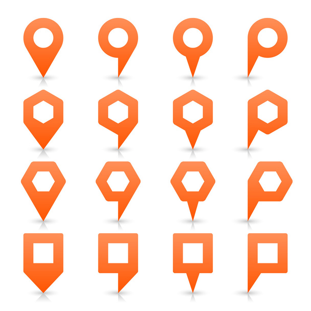 Оранжевый цвет карты пин значок атласного местоположения знак с пустым местом копирования
 - Вектор,изображение