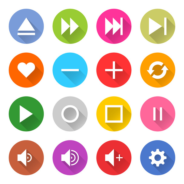 16 media icons set - Vector, afbeelding