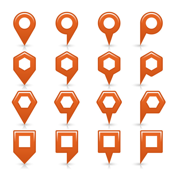 Πορτοκαλί χρώμα Χάρτης καρφίτσα εικονίδιο σατέν τοποθεσία σημάδι με αντίγραφο κενό χώρο - Διάνυσμα, εικόνα