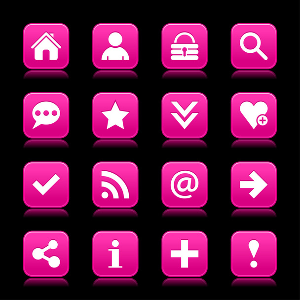 16 pink web icons - Vector, Image