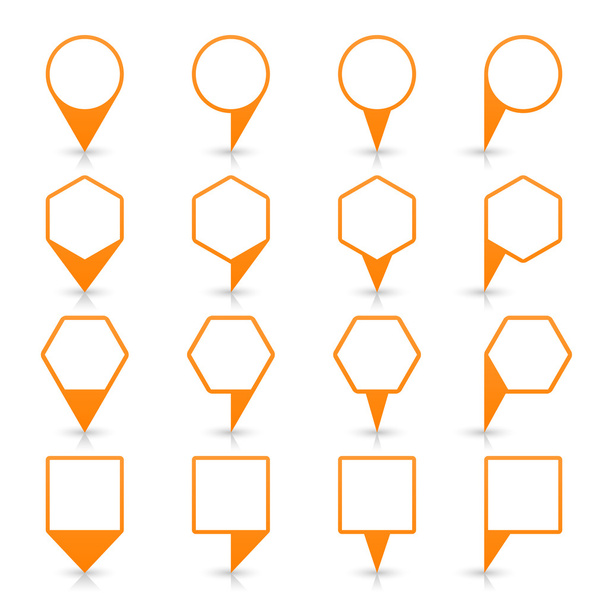 orangefarbene Karte Pin Symbol Satin Ortsschild mit leerem Kopierraum - Vektor, Bild