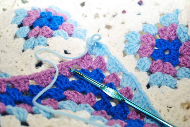 Crocheting a Colorful Winter Blanket - Photo, Image