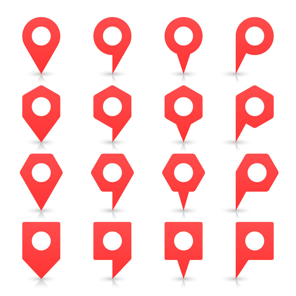 Красные значки на карте
 - Вектор,изображение