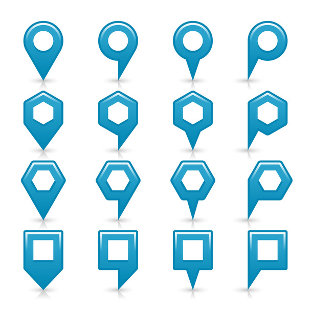 Blue color map pin icon satin location sign with empty copy space - Vector, Image