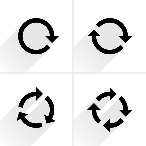 4 стрелки обновления значок, вращение, сброс, повторить, перезагрузить набор знаков
 - Вектор,изображение