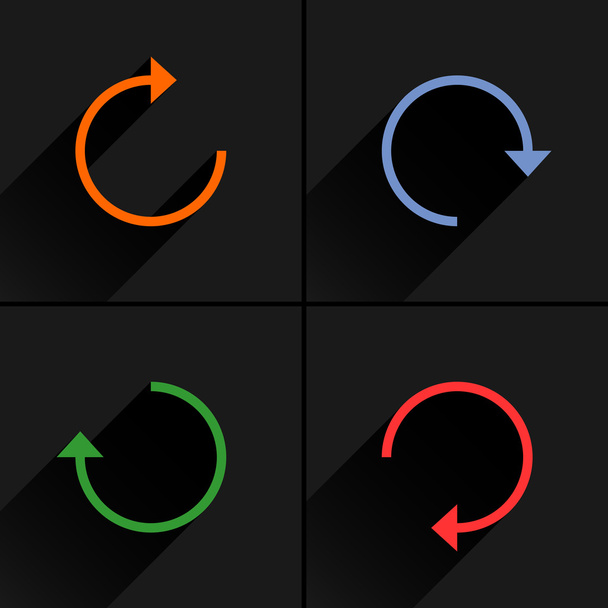 4 flèche icône rafraîchissement, rotation, réinitialisation, répéter, jeu de signes de recharge
 - Vecteur, image